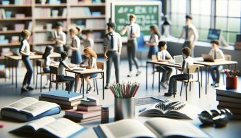Platzhalter Schüler Bücher Klassenzimmer